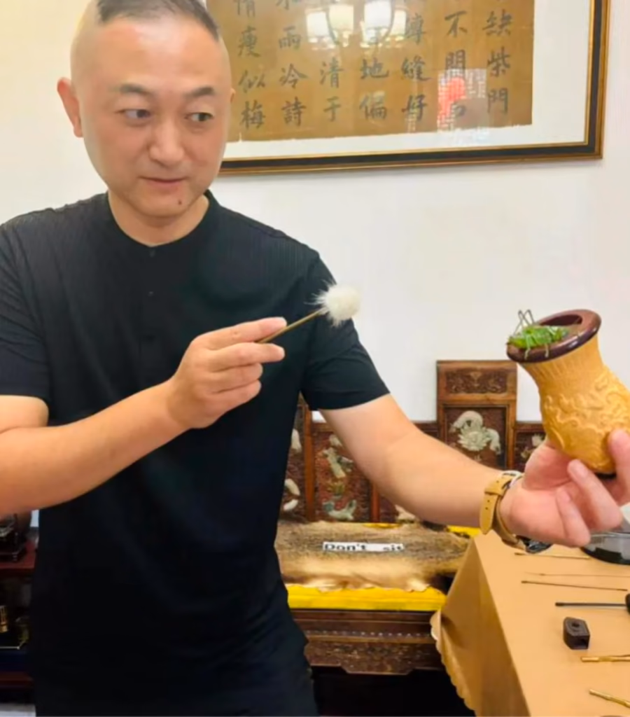 A folk-arts session inside a heated Beijing courtyard